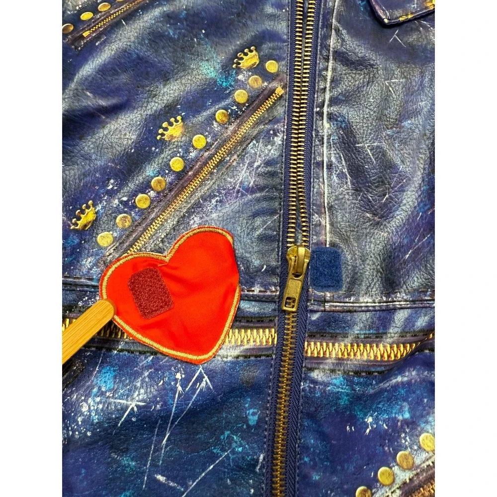 Disney Store Descendants 2 Mai Jacket Kids‎ 5/6 Blue Faux Leather Studded Moto - Picture 6 of 16